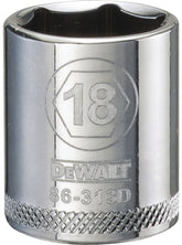 DeWALT DWMT86313OSP Hand Socket, 18 mm Socket, 3/8 in Drive, 6-Point, Vanadium Steel, Polished Chrome